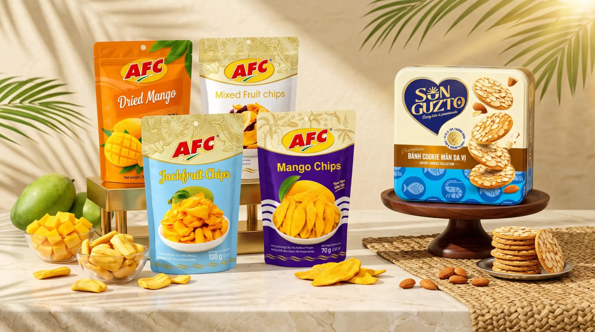 AFC fruit snacks and Sun Guzto savory cookies